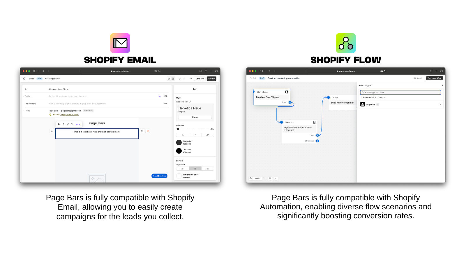 Shopify e-post och Shopify automatiseringsintegration