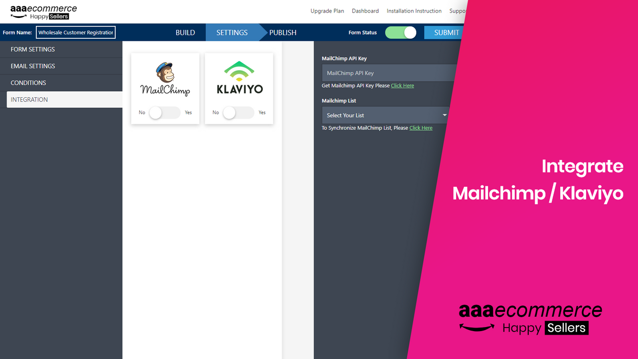 Intégration de formulaire Mailchimp Klaviyo