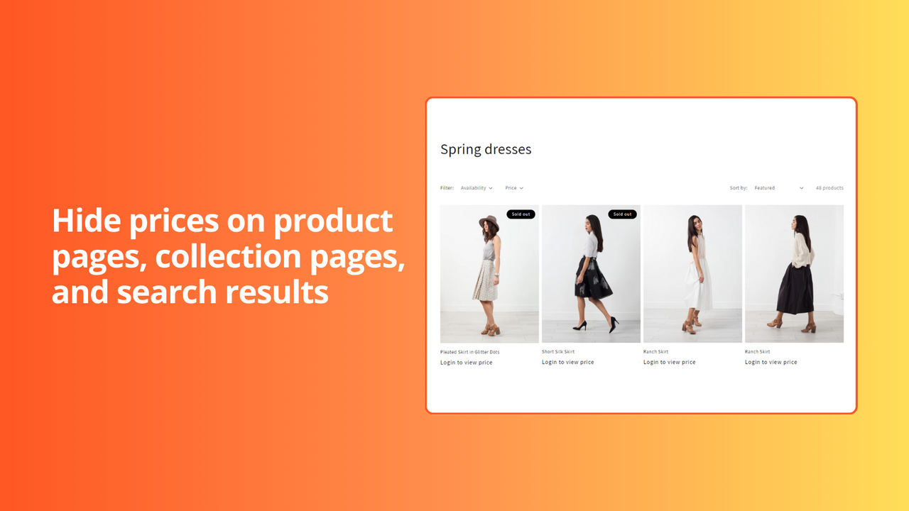 Hide prices on product, collection pages,  and search results