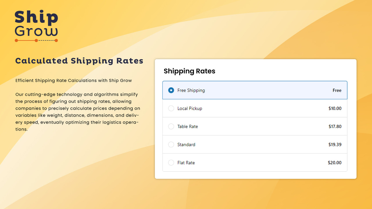 Calculated Shipping Rates