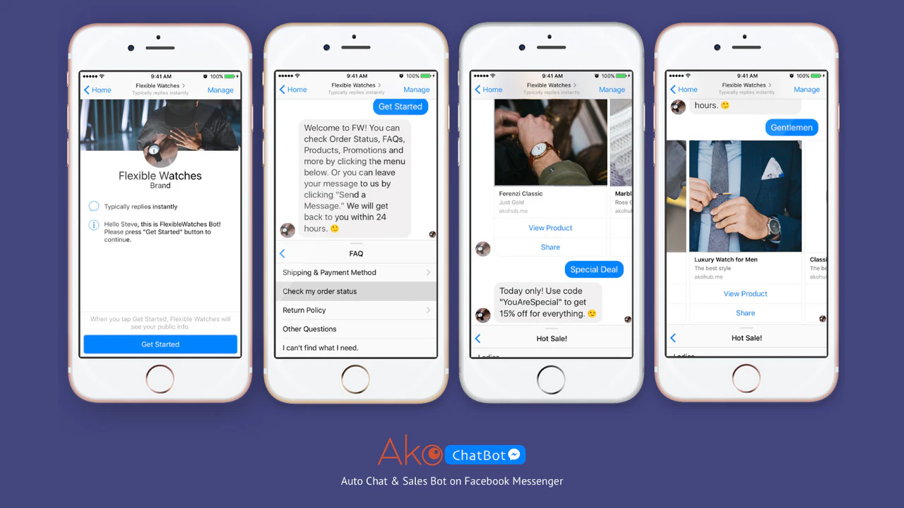 Auto chat en verkoop bot op Facebook Messenger