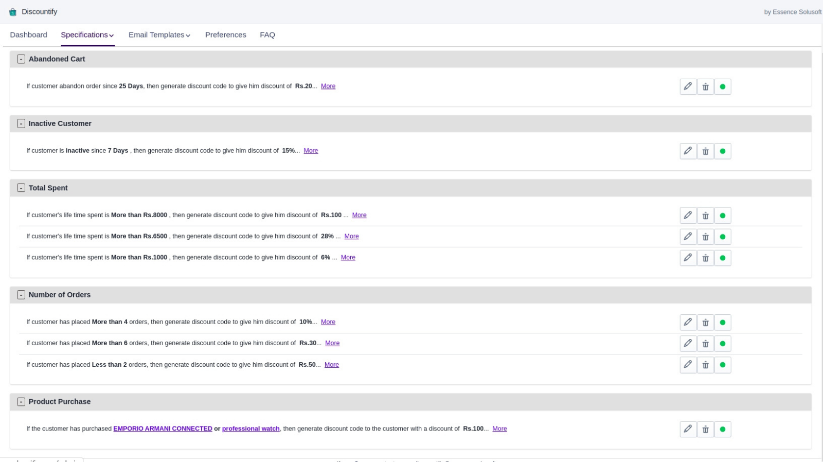 Discountify Listing Specification