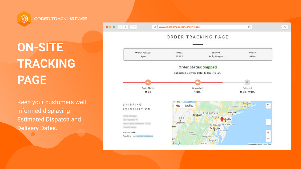 Op Site Order Tracking Pagina