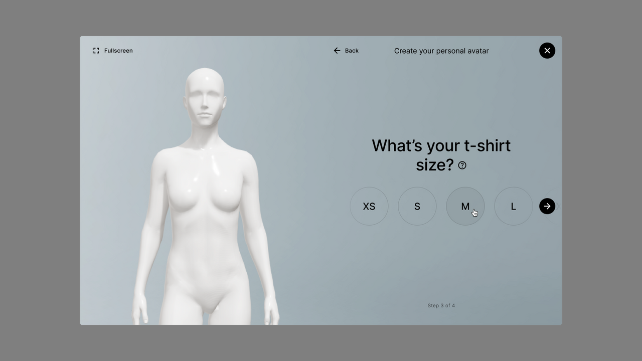 Create your own personalised avatar with your body shape