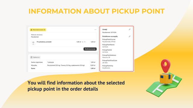 Where to find info about chosen pickup point in admin