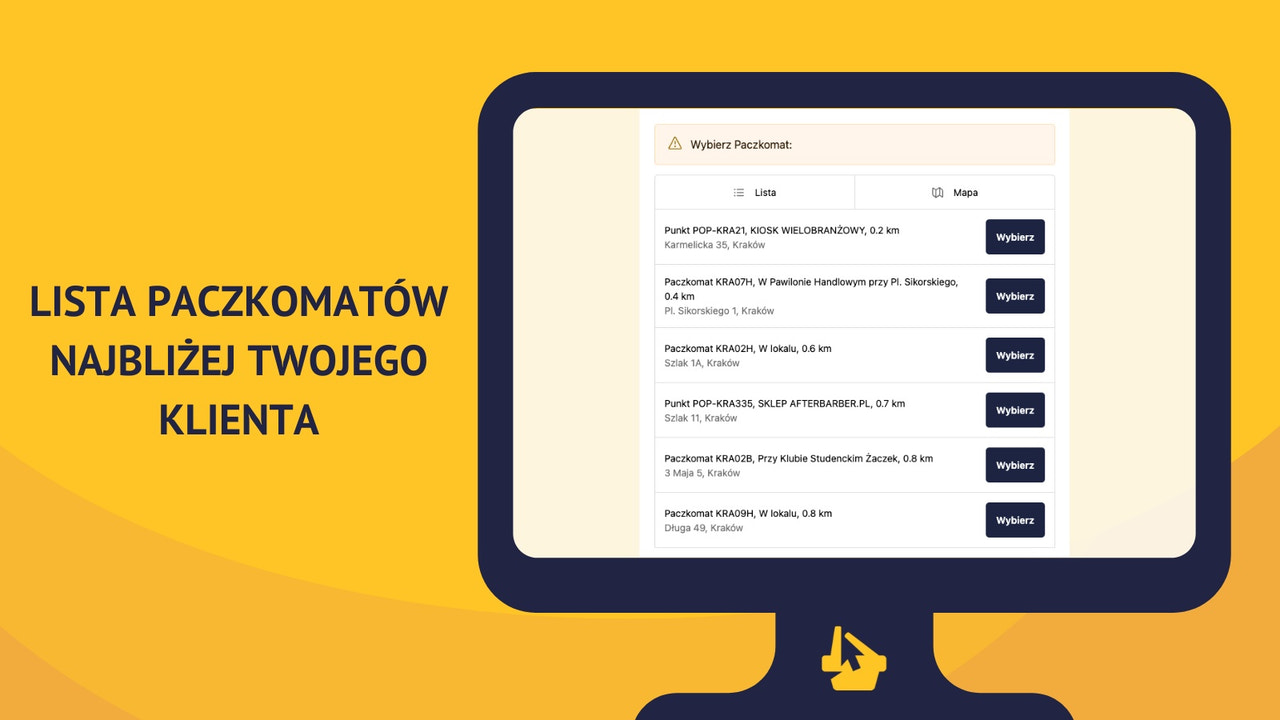 Lista Paczkomatów po złożeniu zamówienia