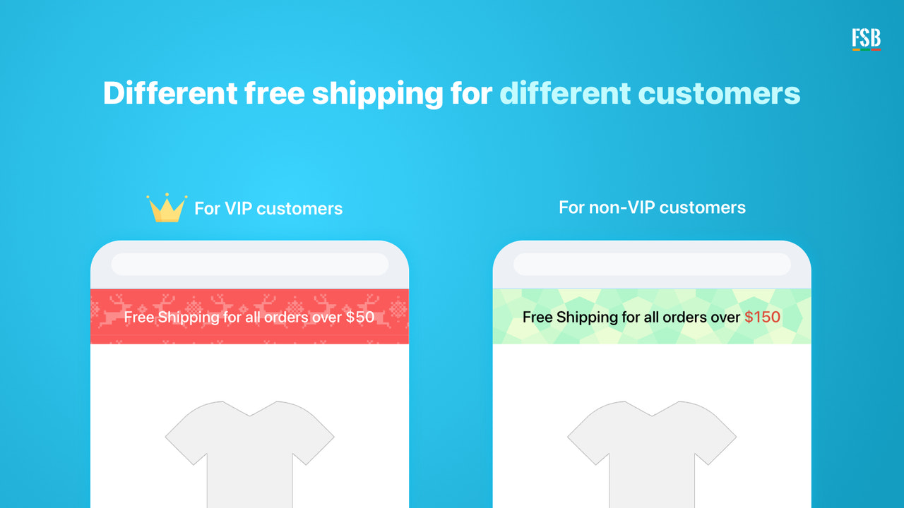 Shopify App, Free Shipping Bar av Hextom, erbjudande om fri frakt