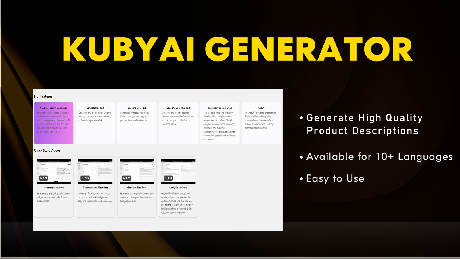 KubyAI - Description de produit ChatGPT