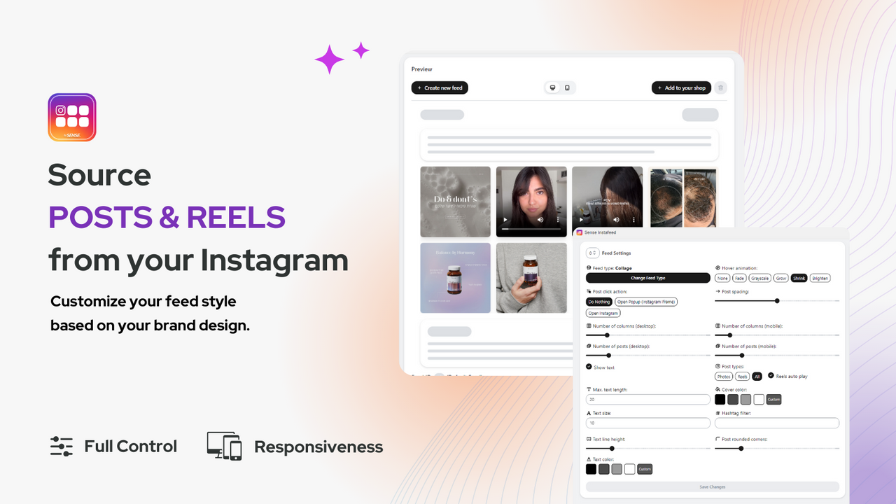 Source Posts & Reels  from your Instagram.