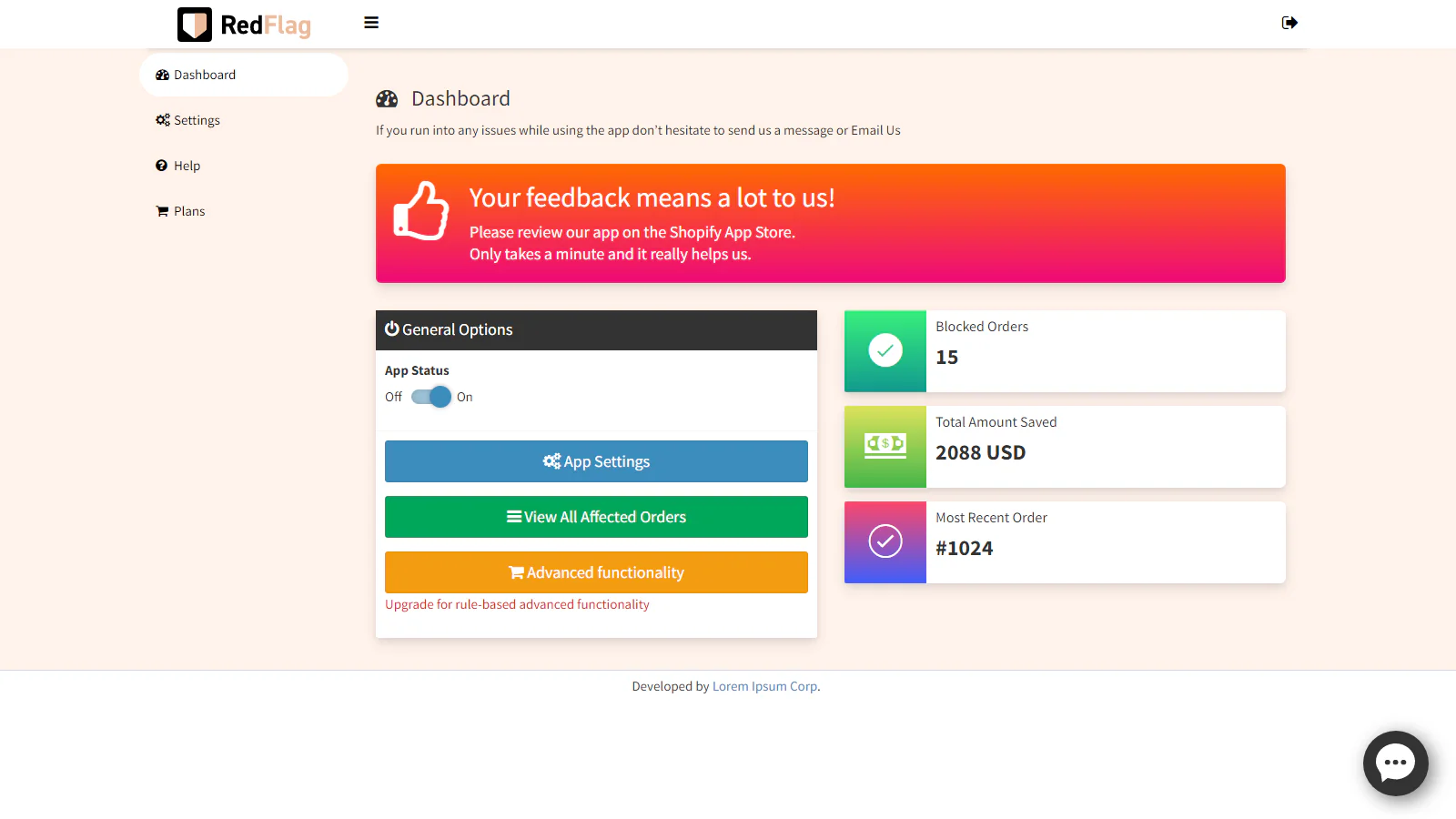 The Basic plan dashboard.