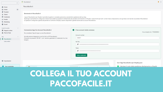 Collega il tuo account Paccofacile.it