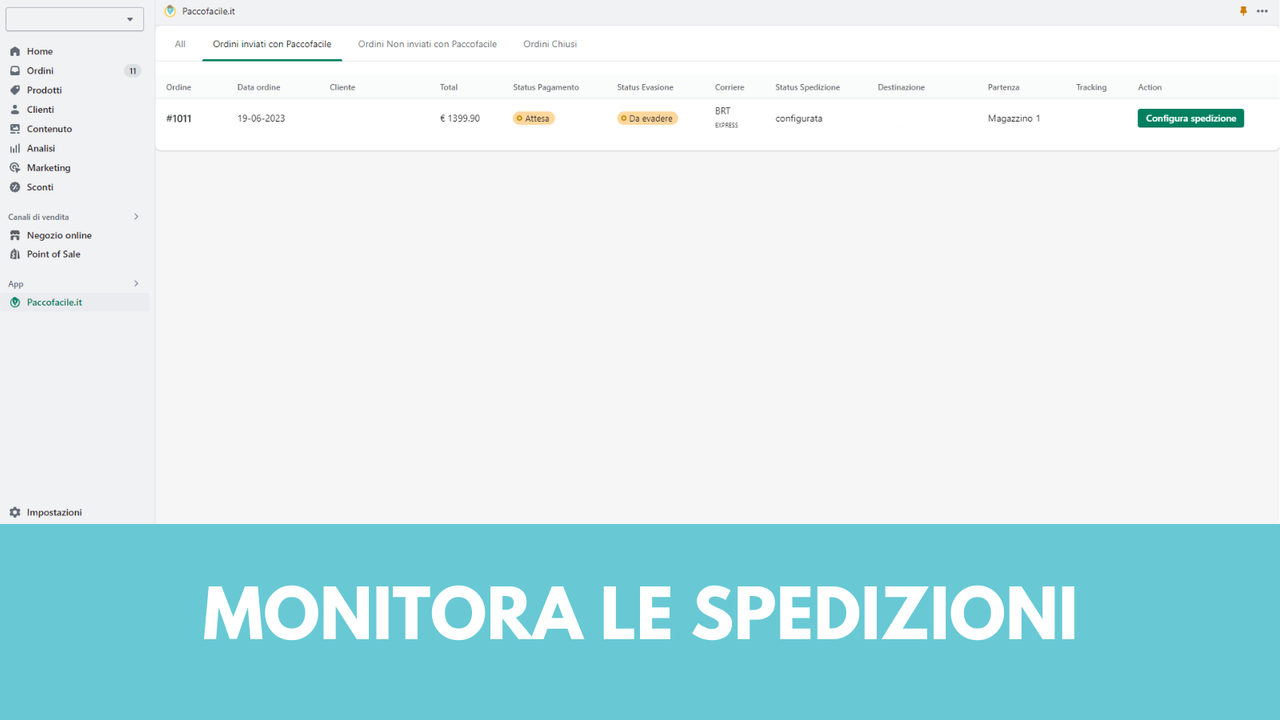 Monitora le spedizioni