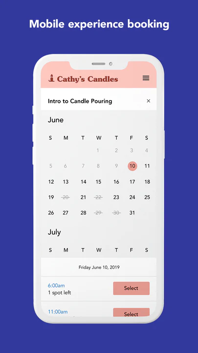 Mobile Customer Booking Experience - Choose Date