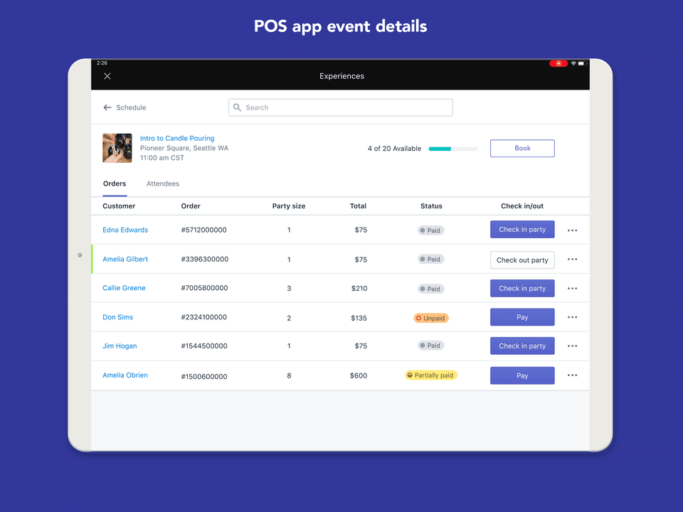 Shopify POS - View Attendee List