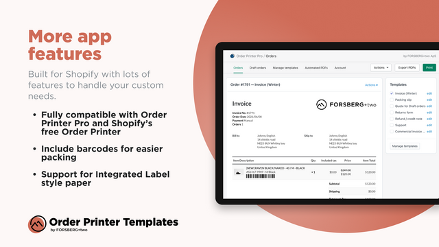 Order Printer Templates Shopify アプリストア