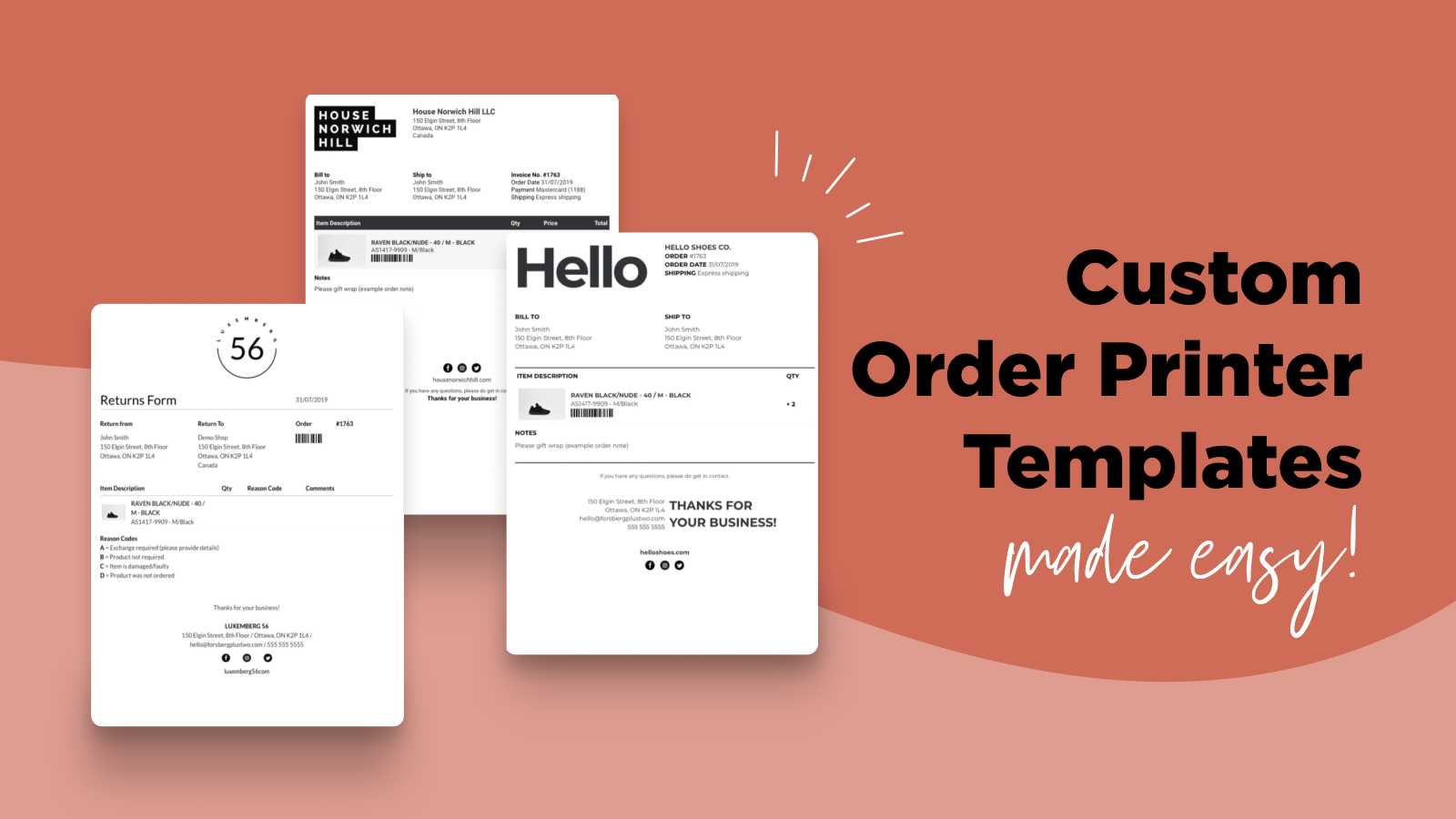 Order Printer Templates - Custom Invoice, Receipt, Packing Slip & Return Form Templates | Shopify App Store