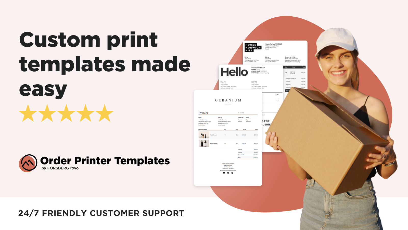 Mockups av faktura, packlista och andra Order Printer-mallar