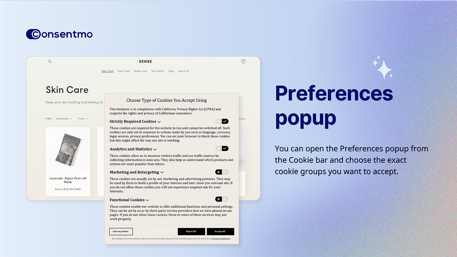 Preferences-popup