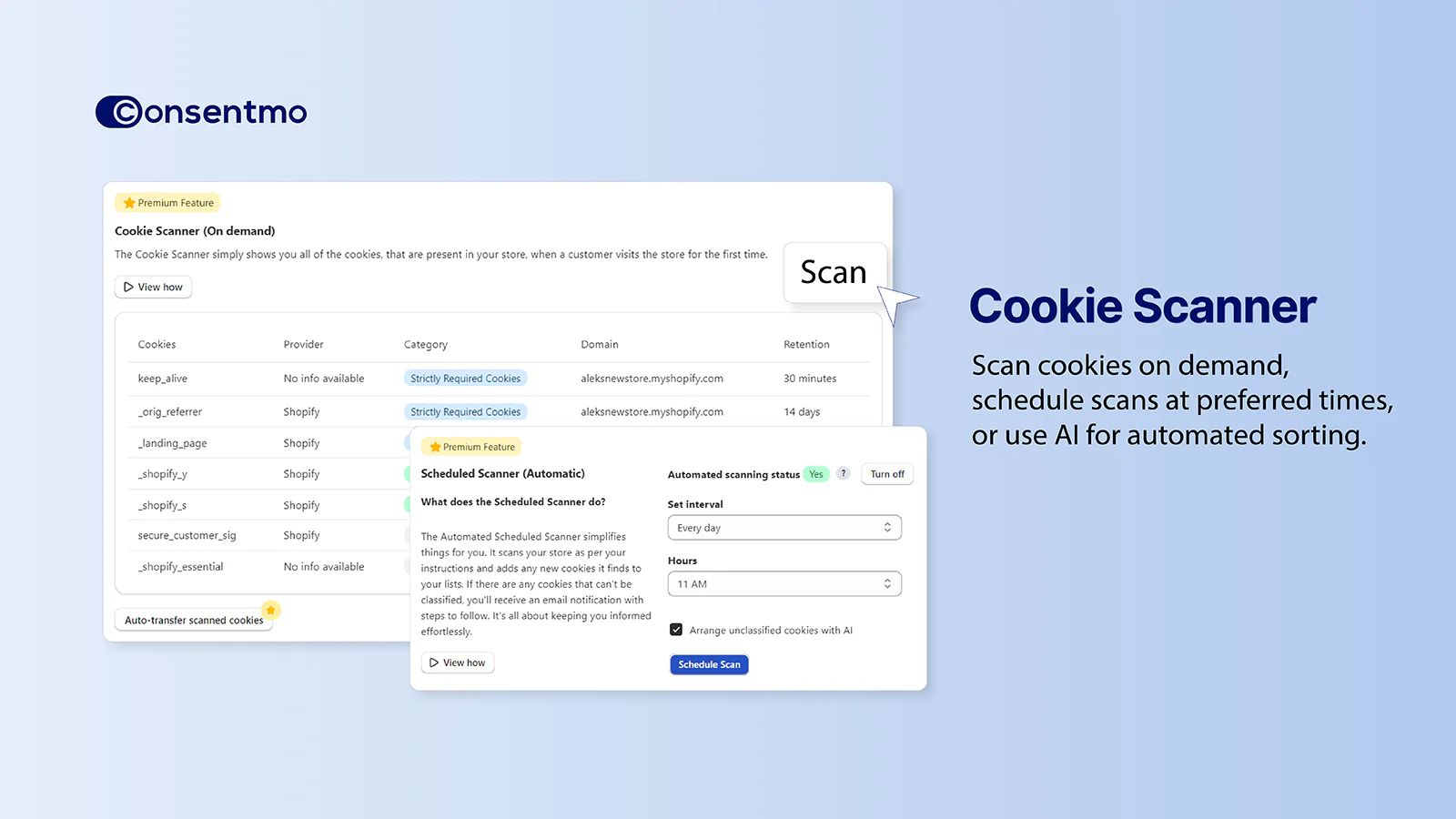 Consentmo Cookie Scanner for overholdelse og gennemsigtighed.