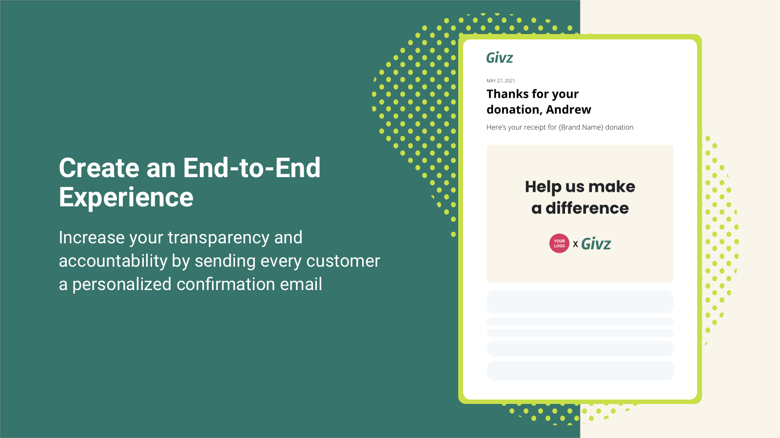 Genera más confianza enviando un recibo de las donaciones por correo electrónico a los compradores