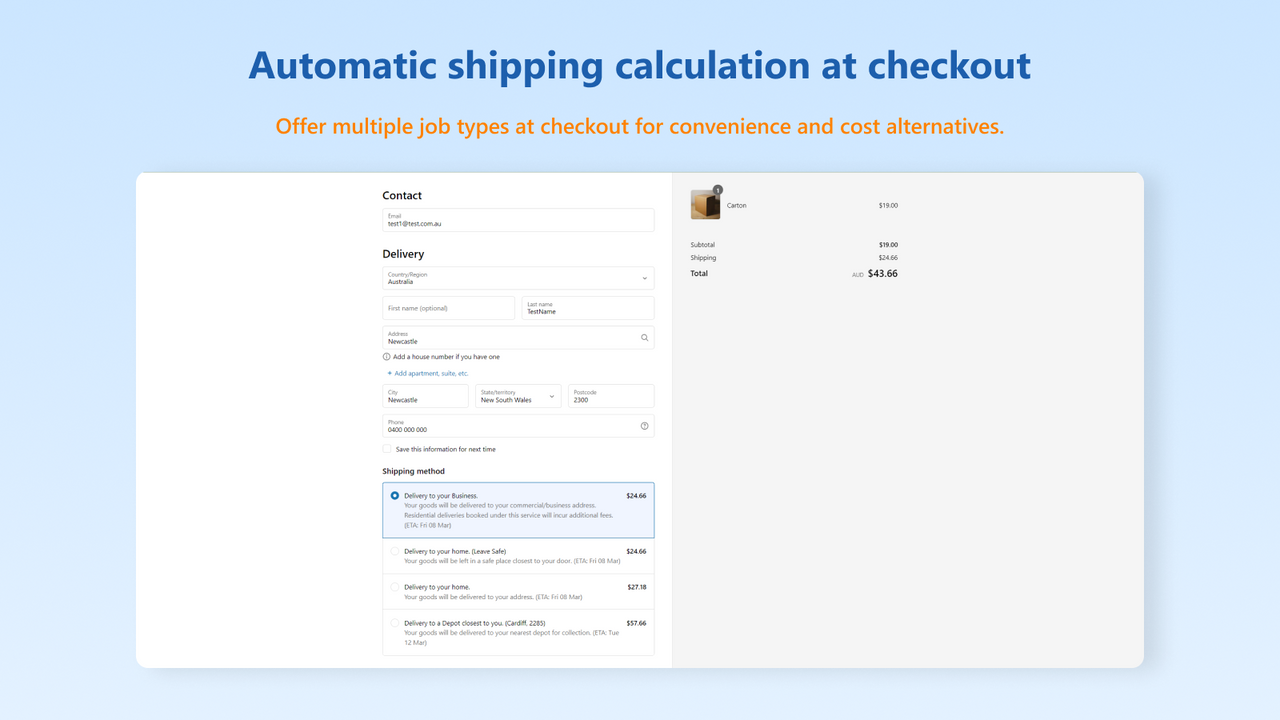 Displaying shipping costs automatically at checkout.