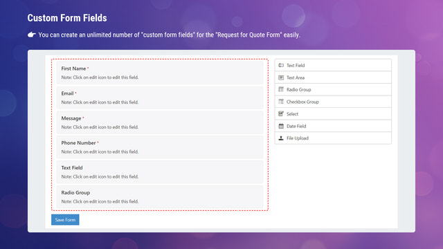 Request for a Quote App - Custom Form Fields