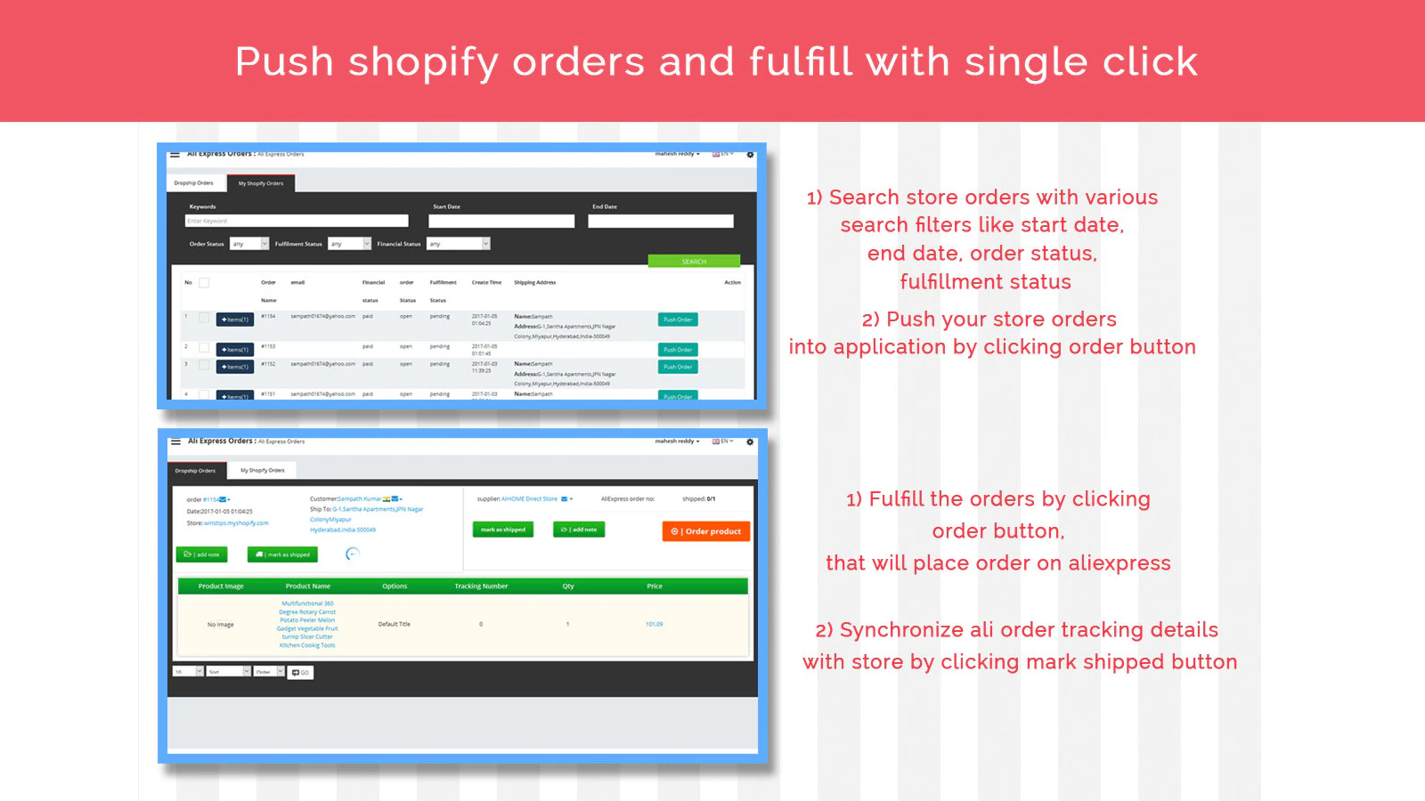 Fulfill orders with single click