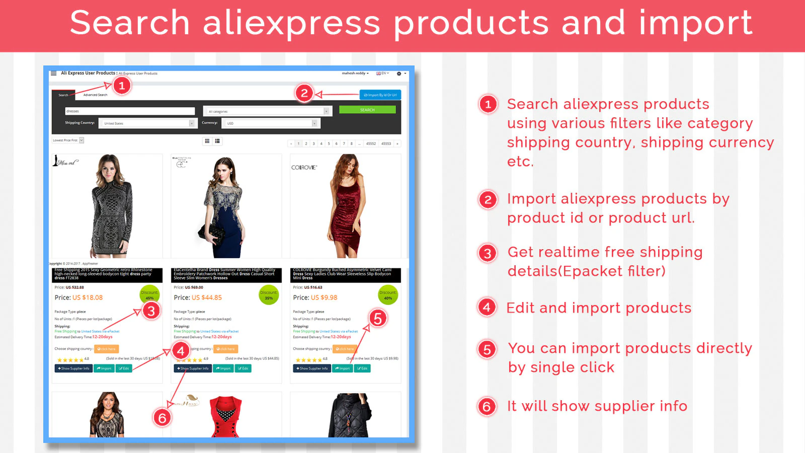 Zoek aliexpress-product en importeer