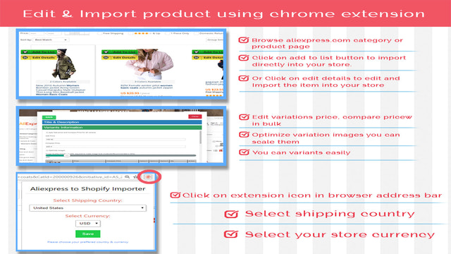 Edite e importe produtos usando a extensão do chrome