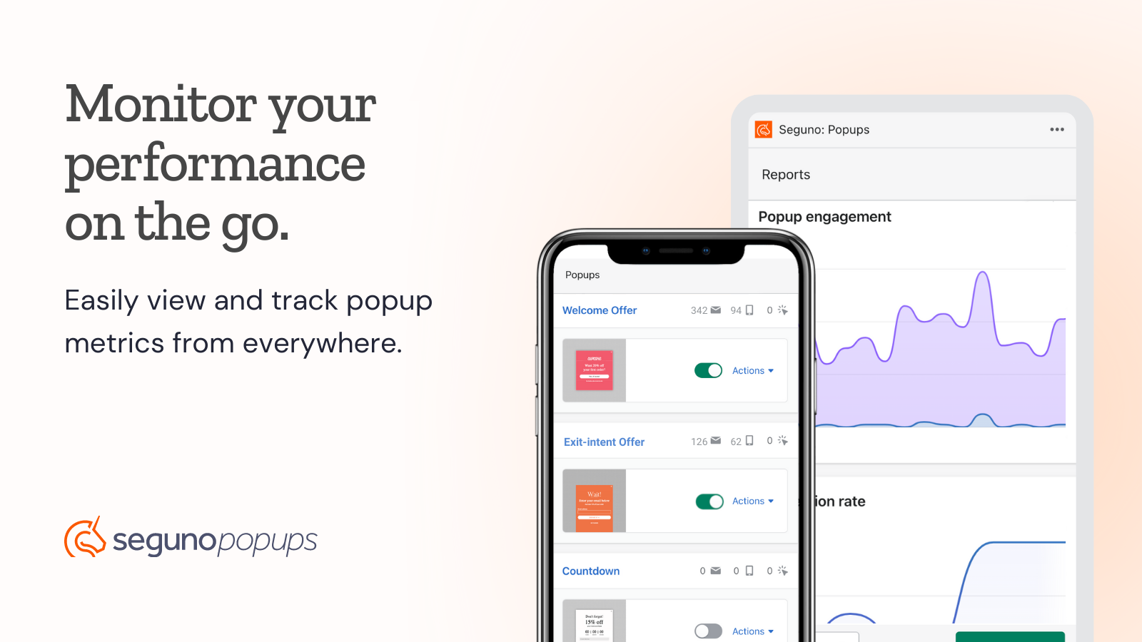 View and track pop-up reporting metrics from your mobile phone.