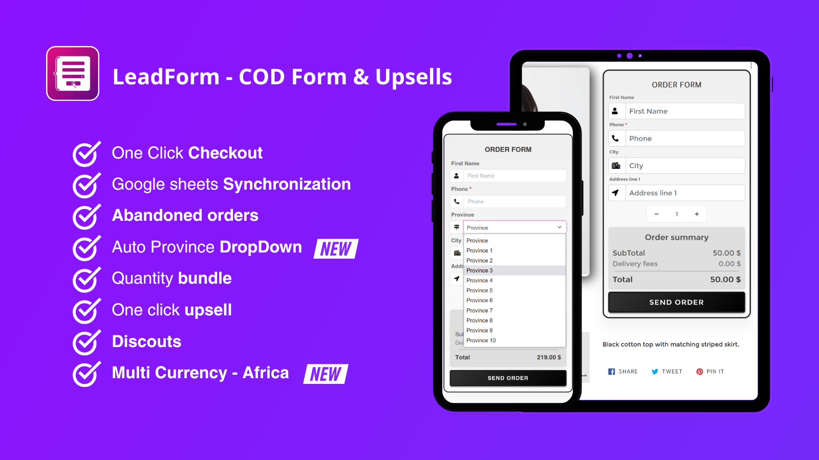 LeadForm Order Form & Upsells Screenshot