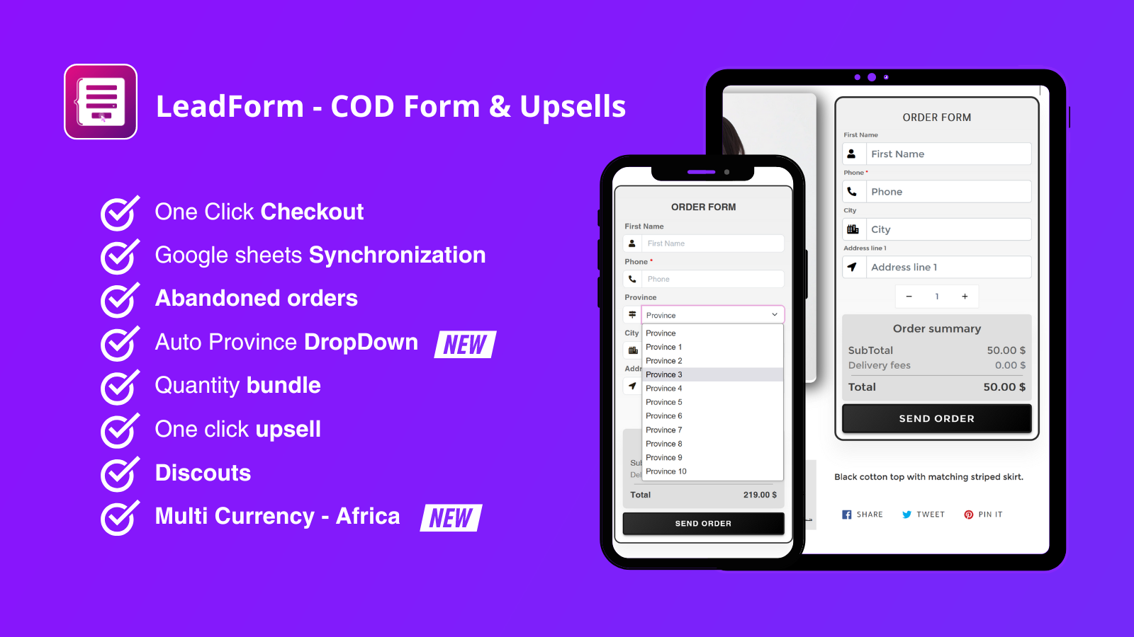 Formulaire de commande de contre-remboursement COD Form