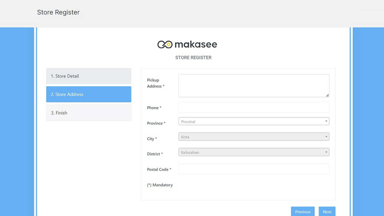 Aplicativo Makasee - endereço de coleta