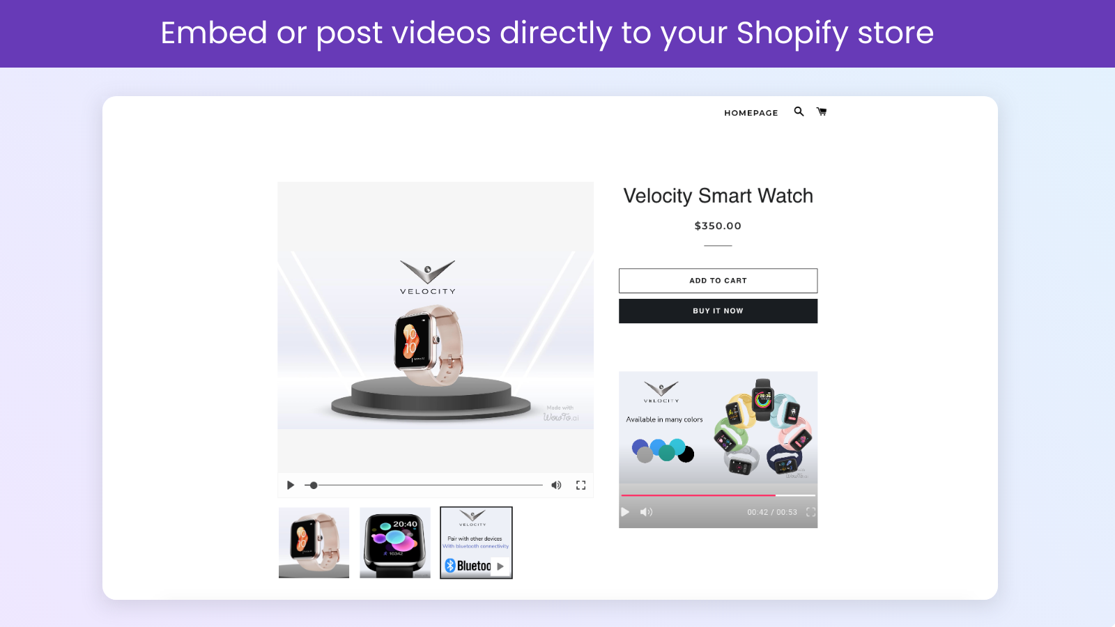 Post videos to your shopify store from WowTo