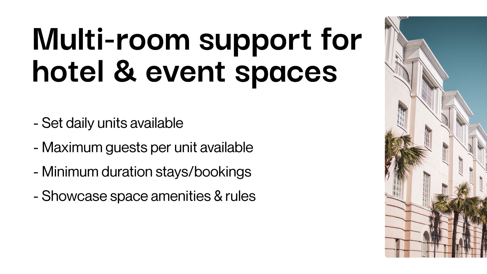 Reservas directas para hoteles y espacios para eventos