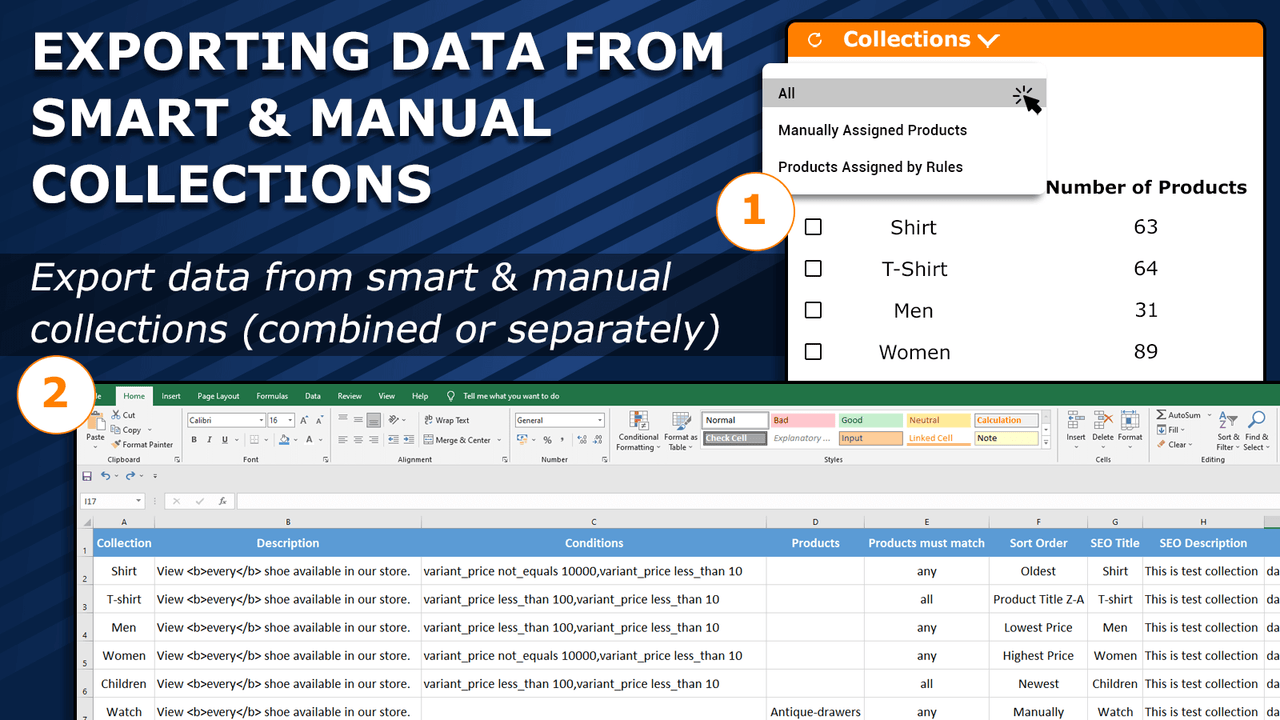 Exportando datos de colecciones inteligentes y manuales