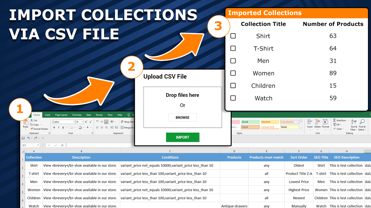Importere samlinger via CSV-fil
