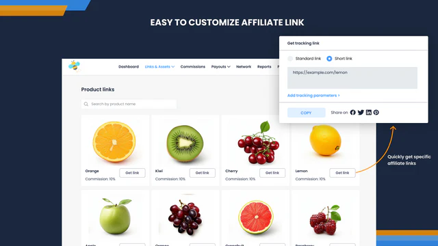 Nemt tilpas affiliate link fra affiliate dashboard