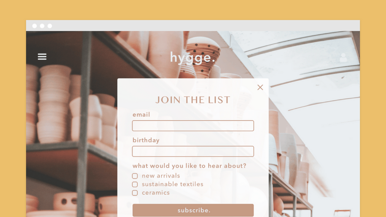hive.co's popup formular