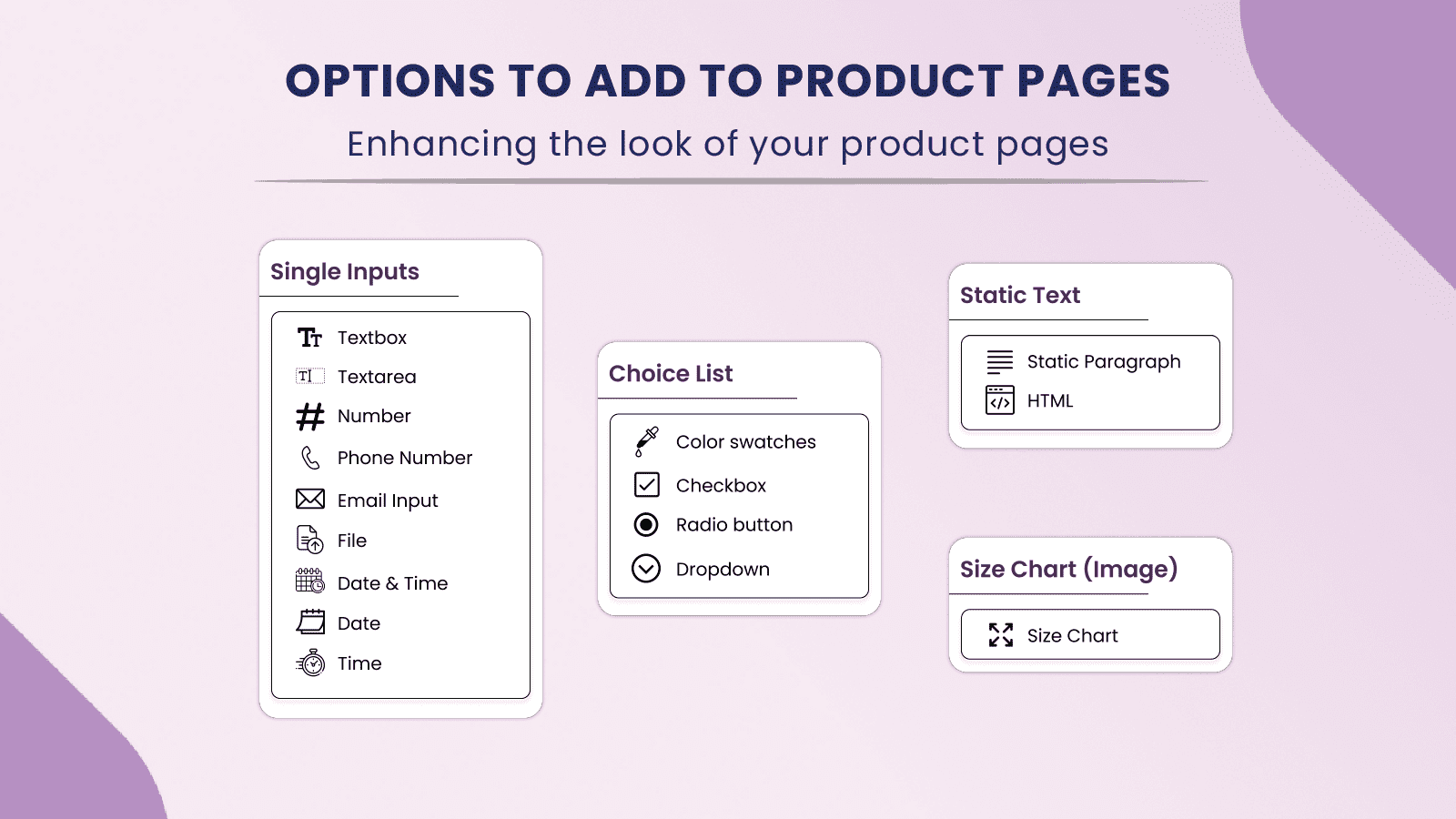 Opties om toe te voegen aan productpagina's