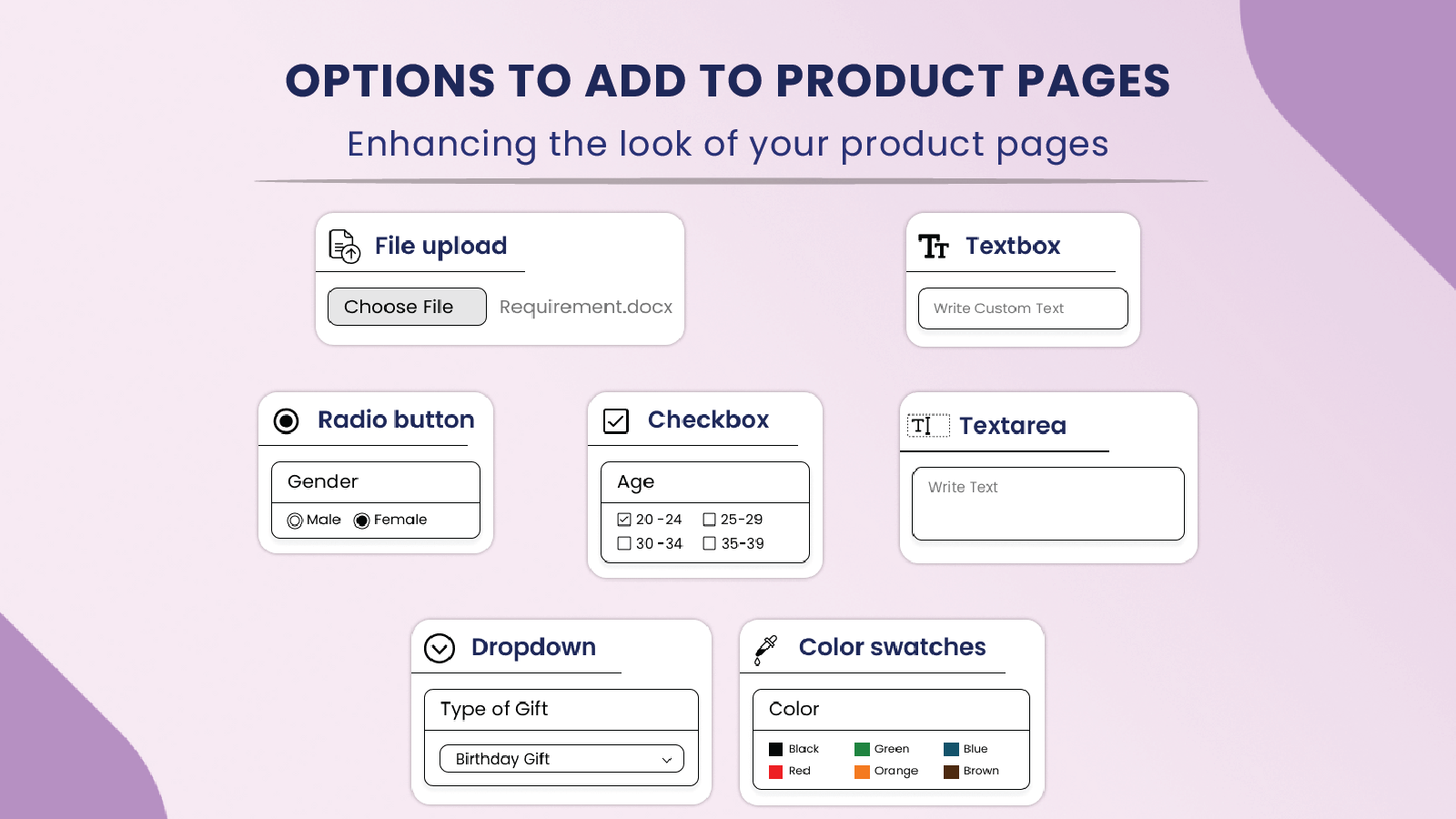 Options to Add to Product Pages