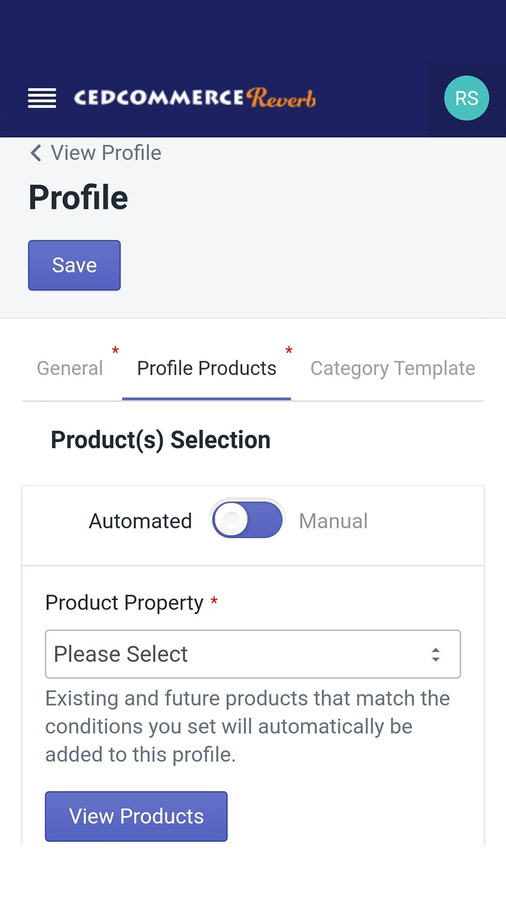 Create Profiles in app - Mobile View