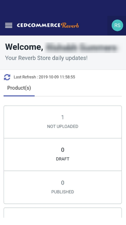 Dashboard van app - Mobiele weergave