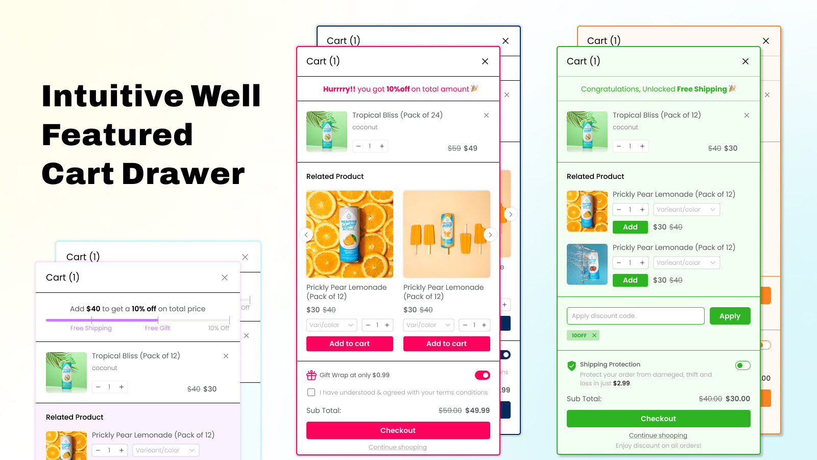 fully customisable cart drawer with lots of features