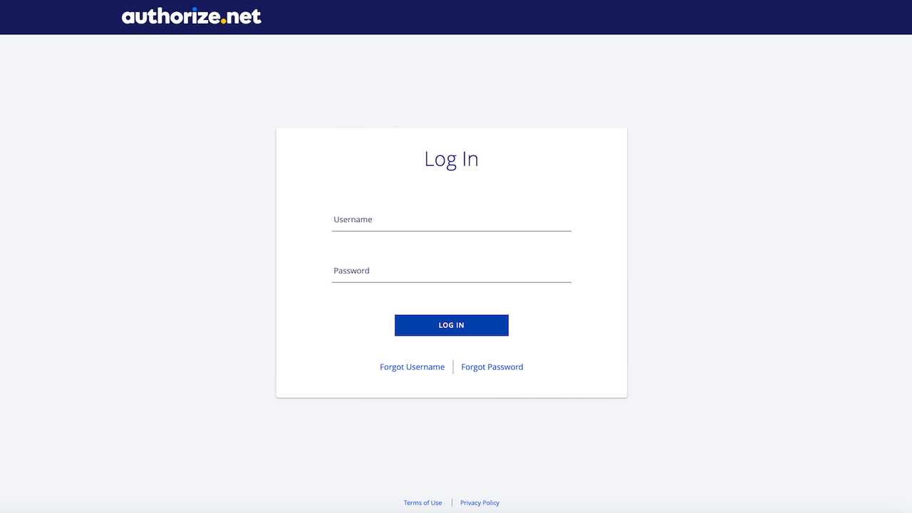 Logging in to Authorize.net