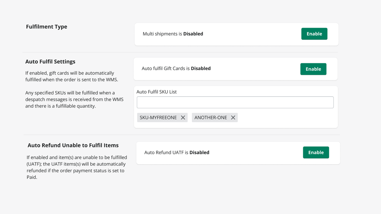 Configuración de integración de despacho y cumplimiento con WMS