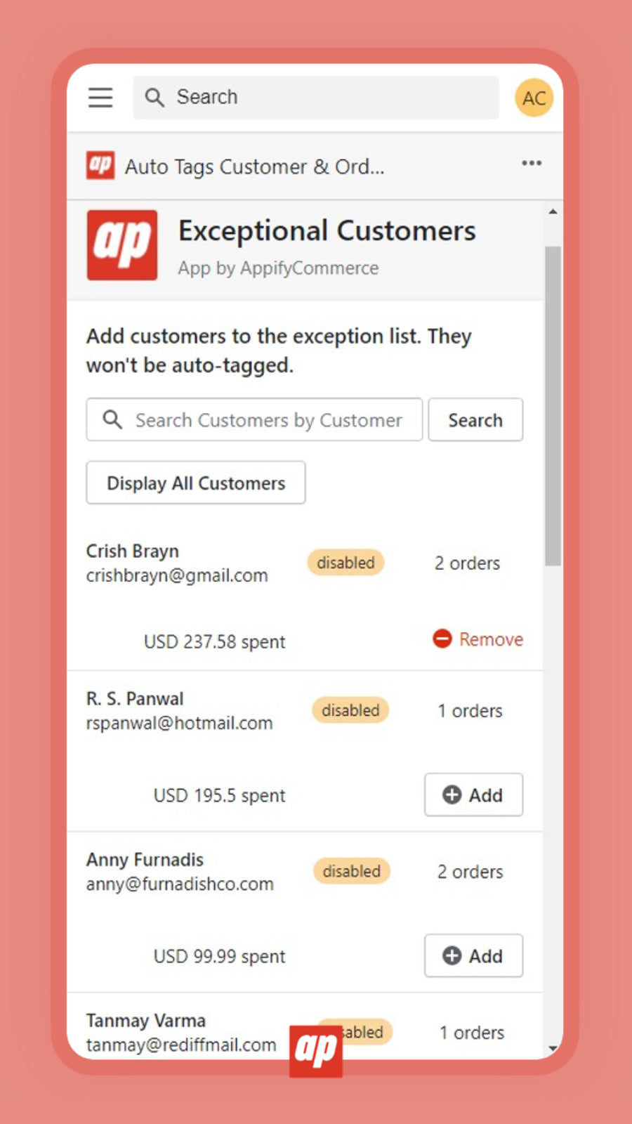 Taggify ‑ Customer & Orders Screenshot