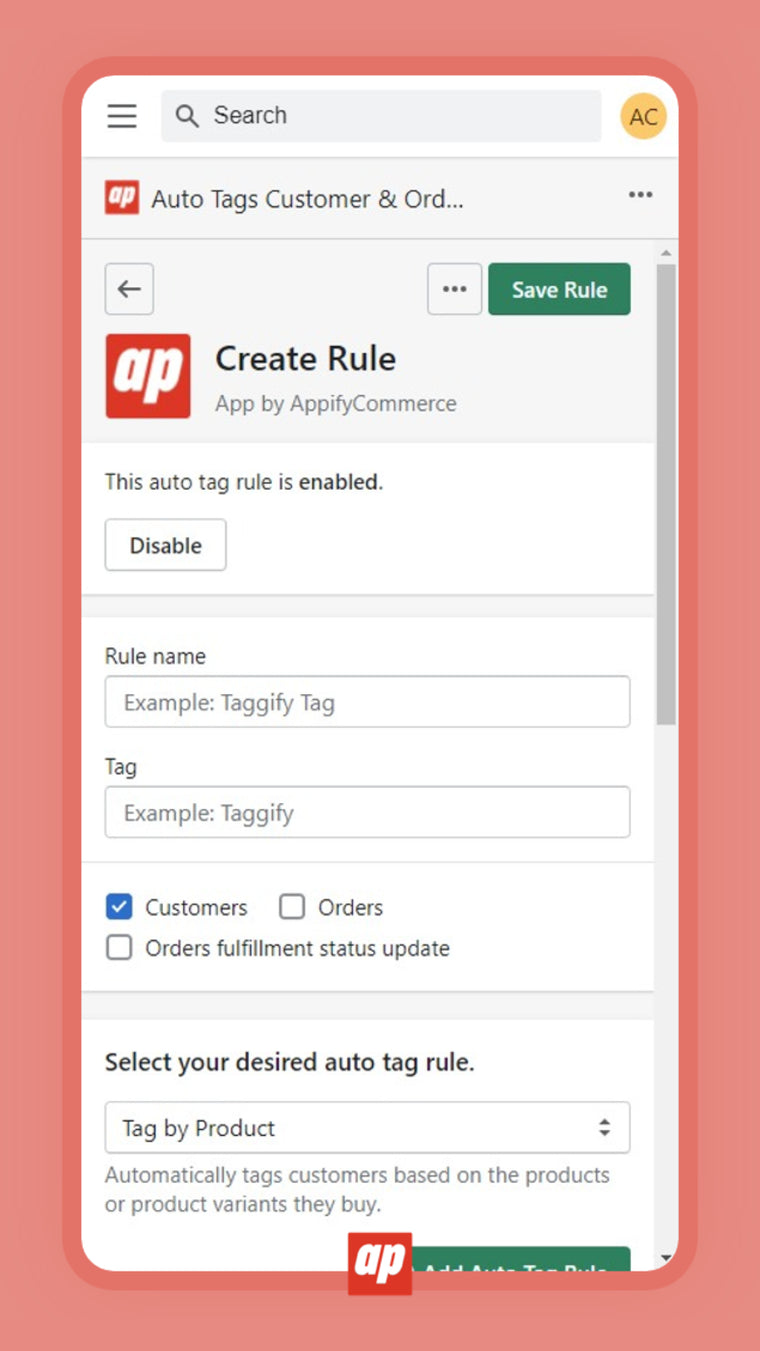 Taggify ‑ Customer & Orders Screenshot