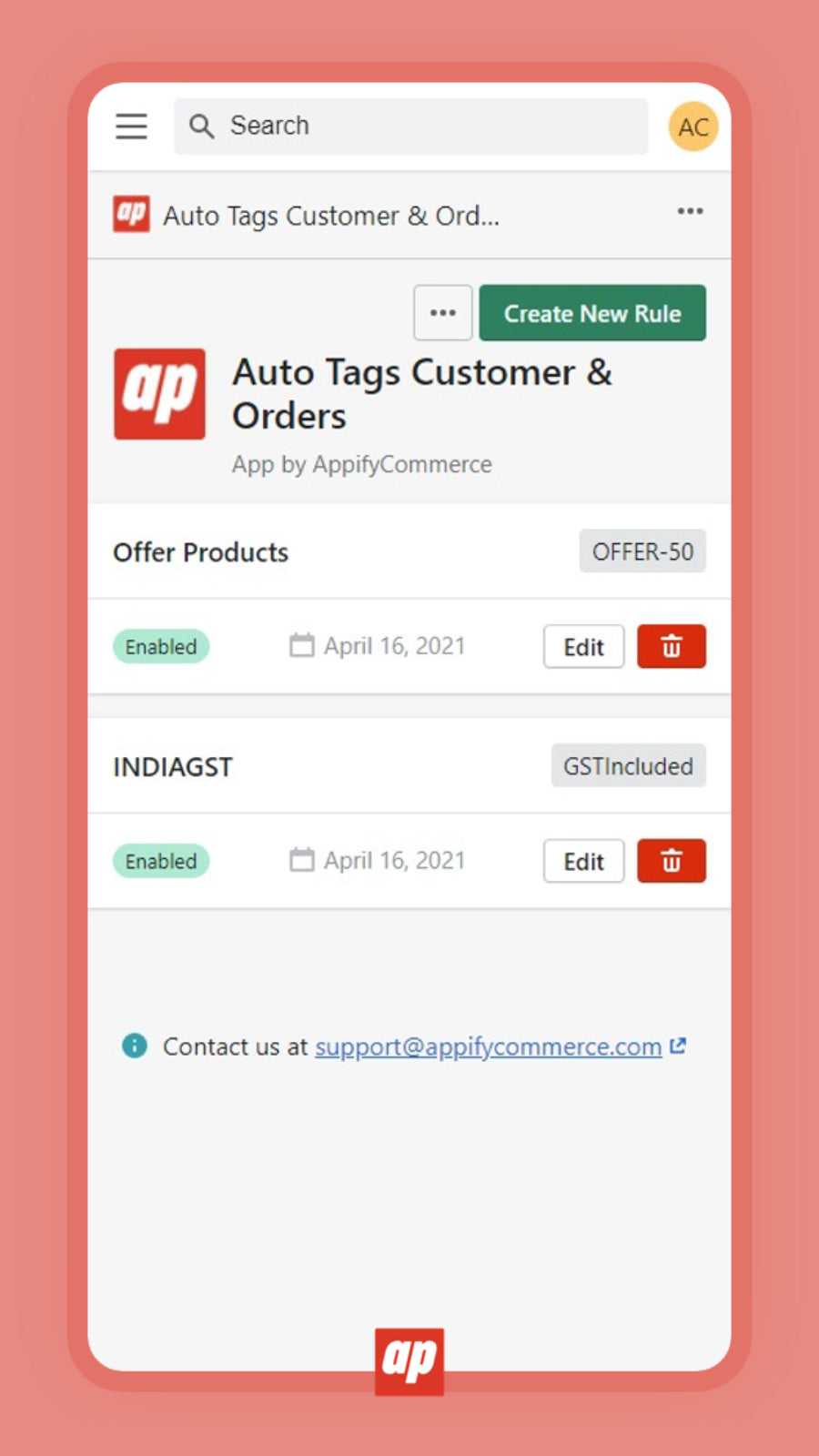 Taggify ‑ Customer & Orders Screenshot