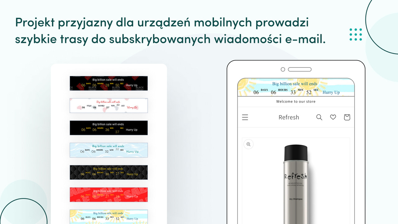 Mobilny design pomaga z szybkimi ścieżkami do e-maili.